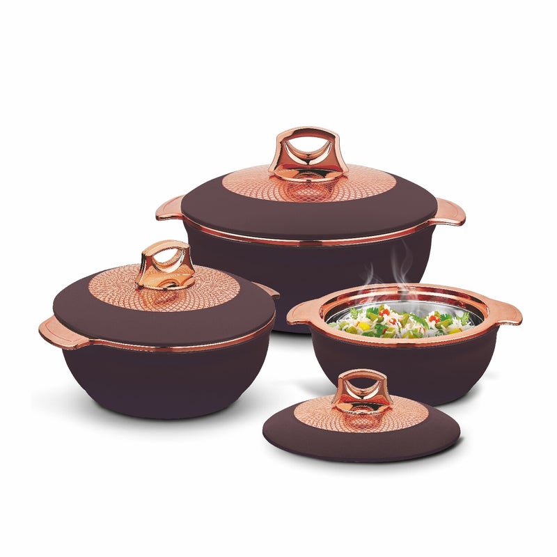 Asian Globus Casserole Dlx Set 3(Super)(1600+2500+3500) - Assorted | Super PU Insulation Hot Pot with Stainless Steel Inner Casing | Serving Dishes with Lids | Hot Food Storage Container & Warmers - Image 1